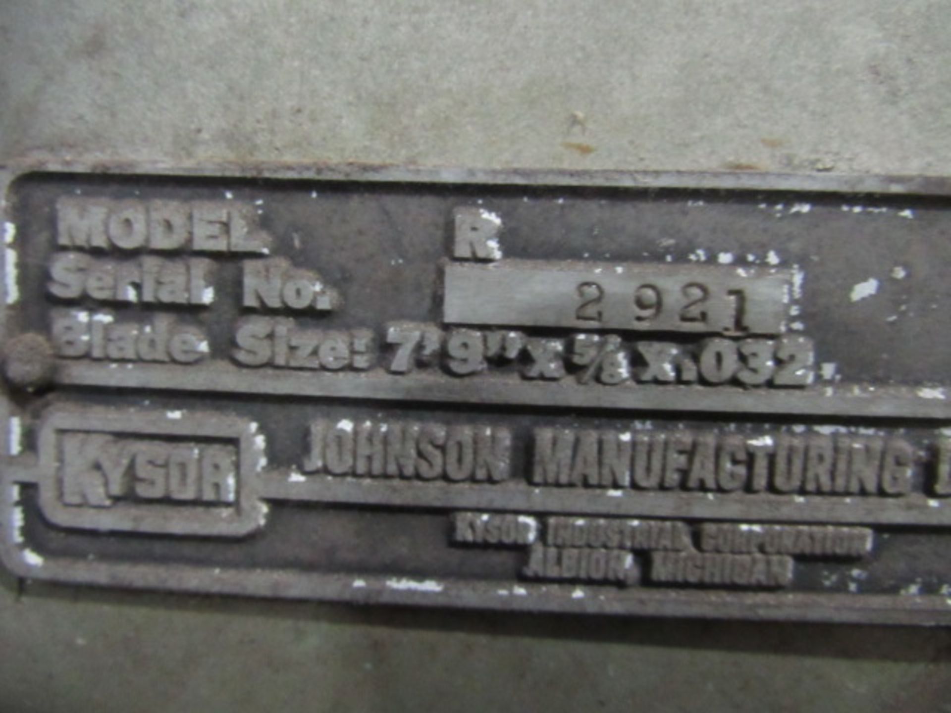 Johnson / Kysor Model R Horizontal Bandsaw - Image 2 of 2