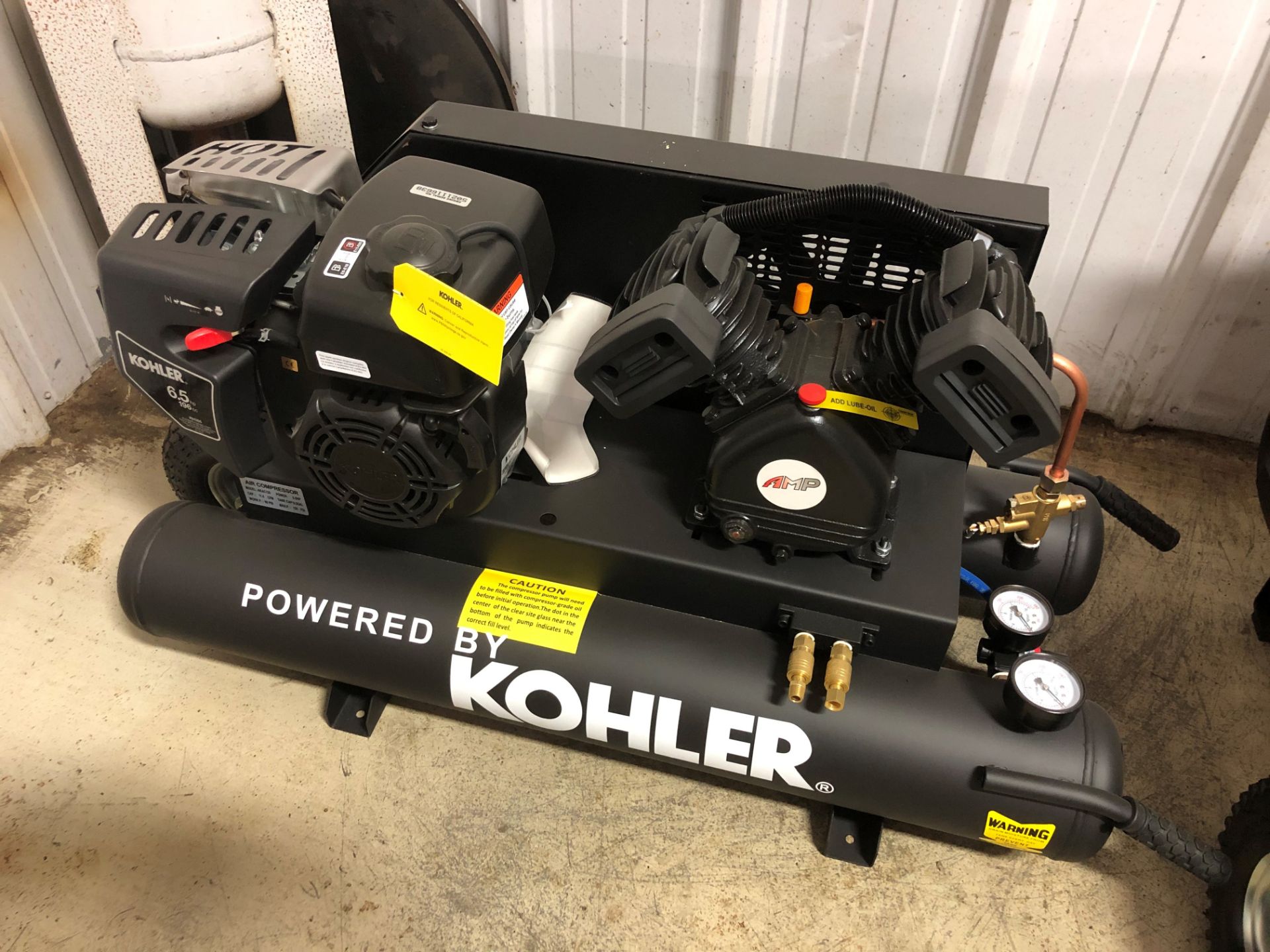 Kohler Model AKAC120 Portable Air Compressor with 6.5HP, 9.5 Gallon Tank, 120 PSI, sn:RH265