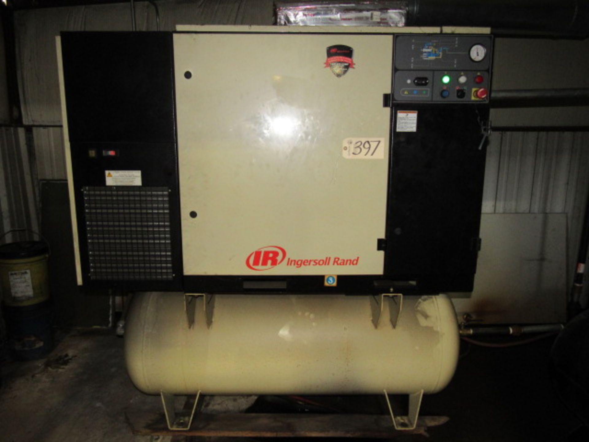 Ingersoll Rand 30HP Rotary Screw Air Compressor & Dryer with Built on Tank & Skid, sn:CBV219333,