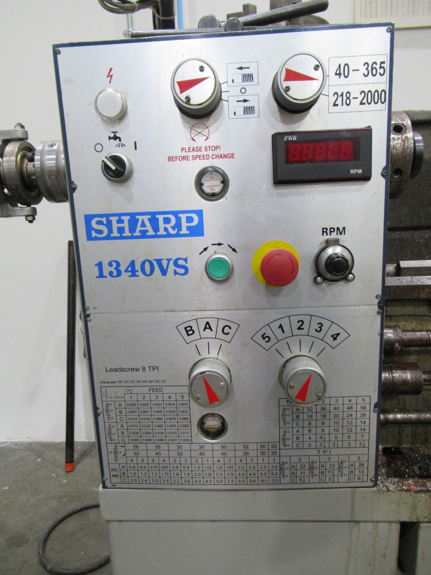 Sharp Model 1340VS Variable Speed Lathe - Image 2 of 7