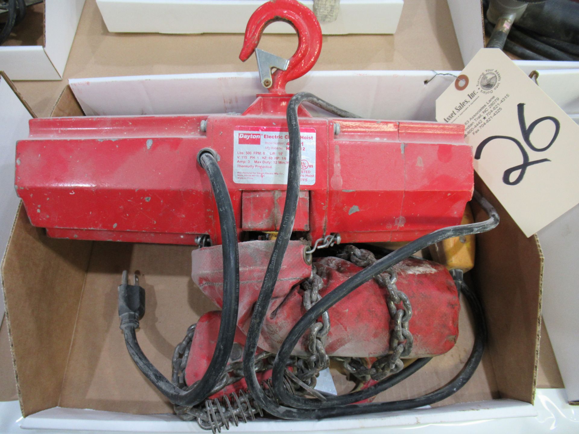 Dayton 1/2 Ton Electric Chain Hoist