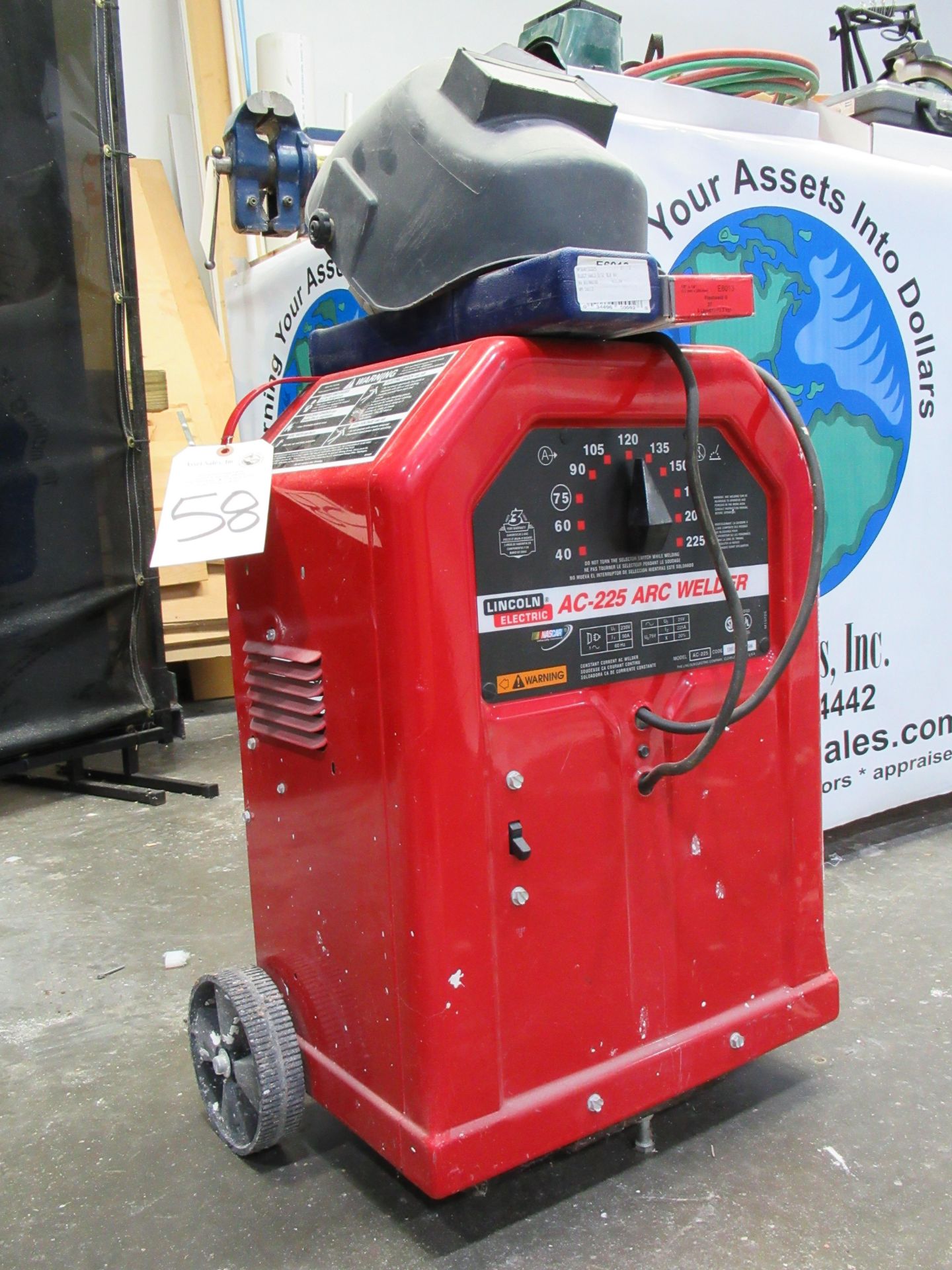 Lincoln Model AC-225 Electric Arc Welder with Welding Mask, (2) Boxes of Stick Electrodes