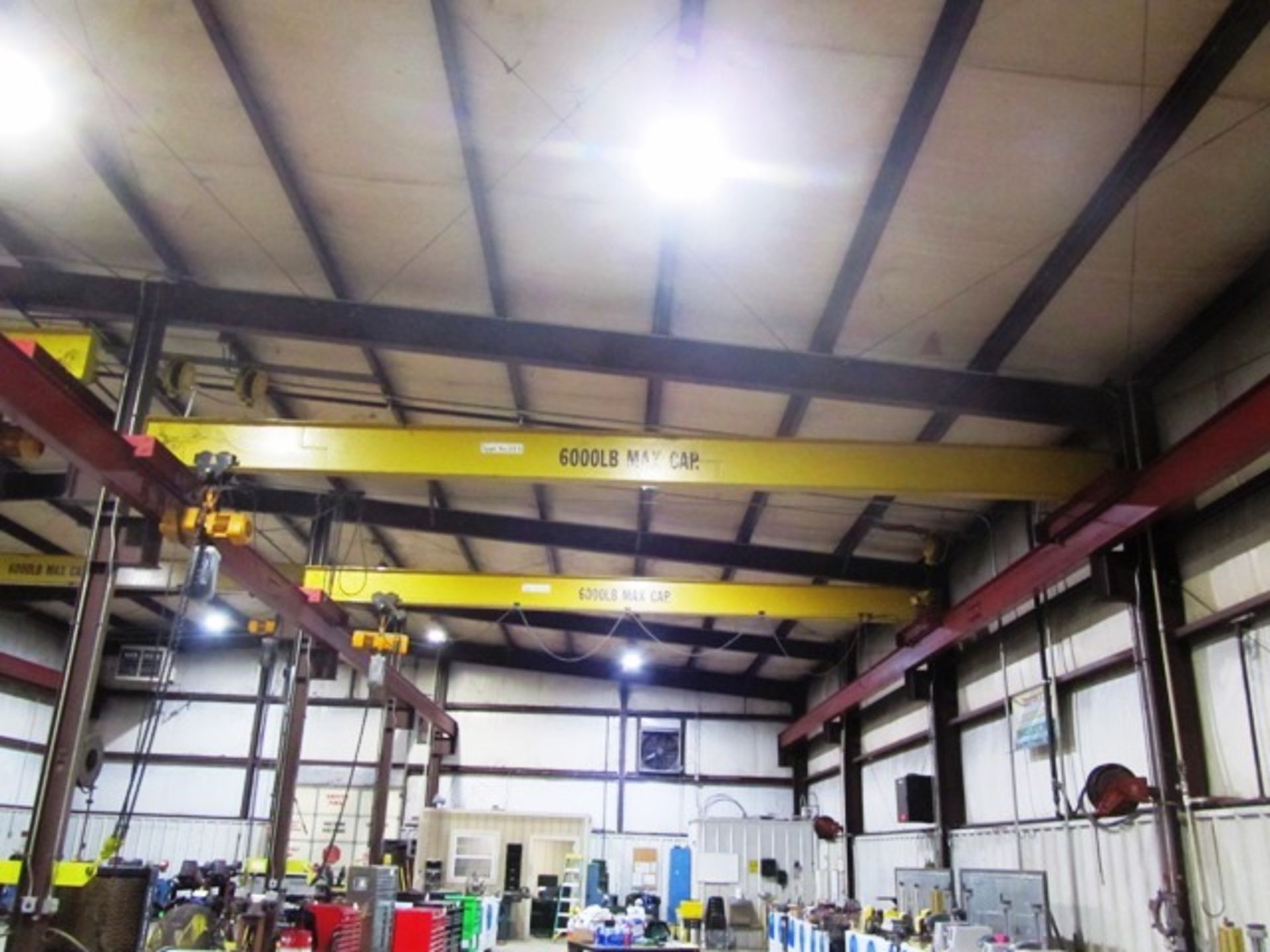 (2) 6,000lb Top Running Overhead Bridge Crane System