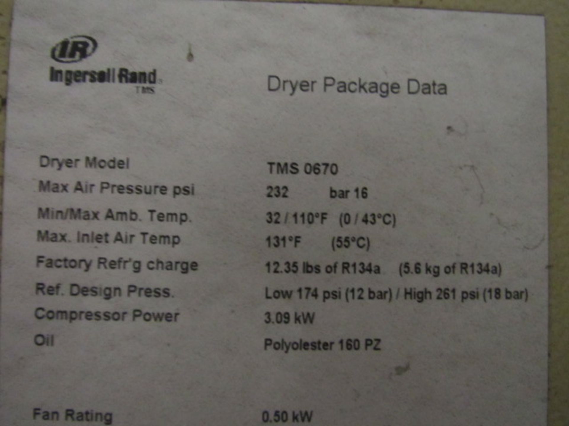 Ingersoll Rand Model TMS0670 Air Dryer - Image 7 of 7