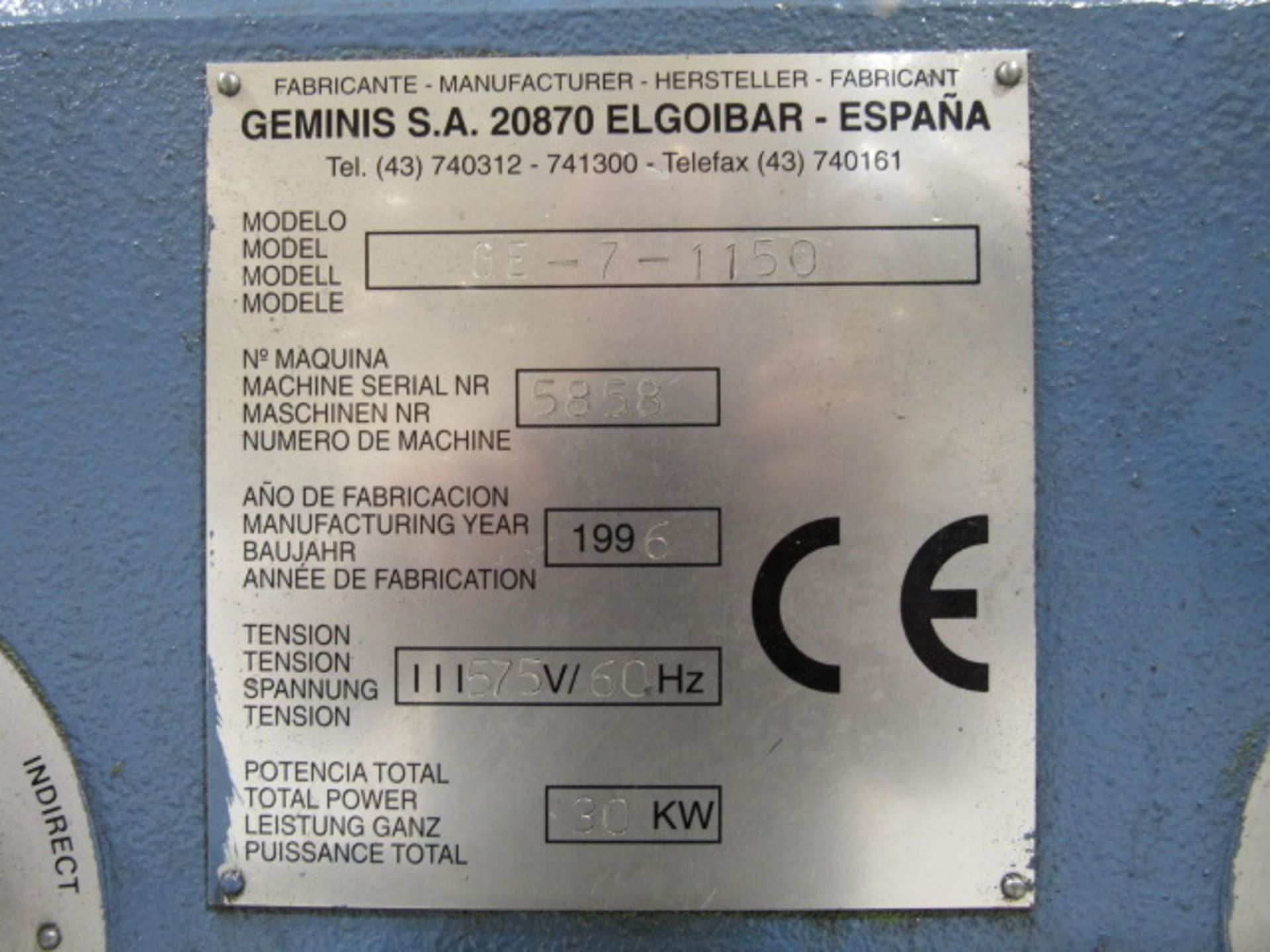 Geminis GE 7-1150 Engine Lathe - Image 4 of 8