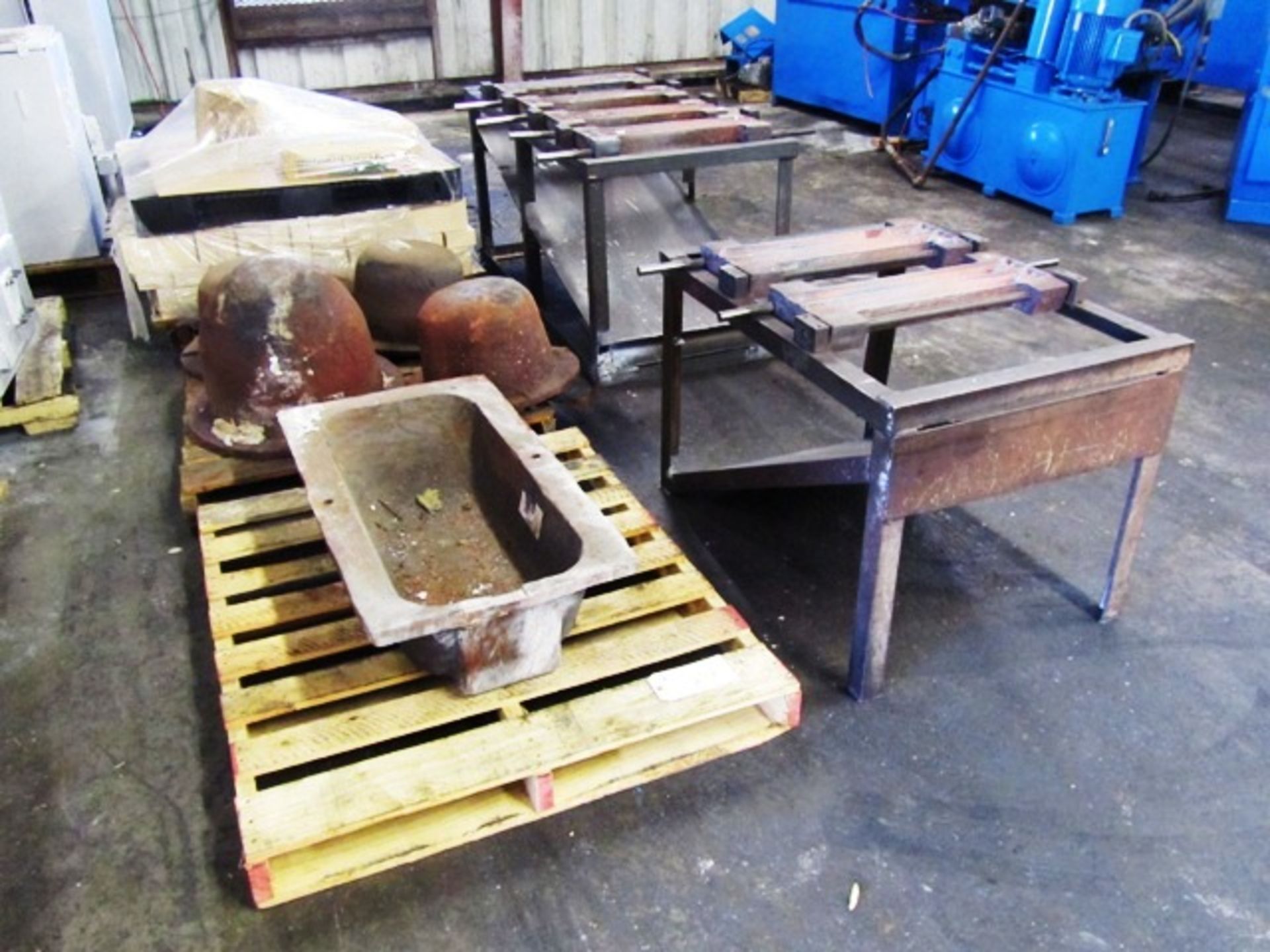Square & Round Furnace Pots (on pallets) & Bar Rack Tables