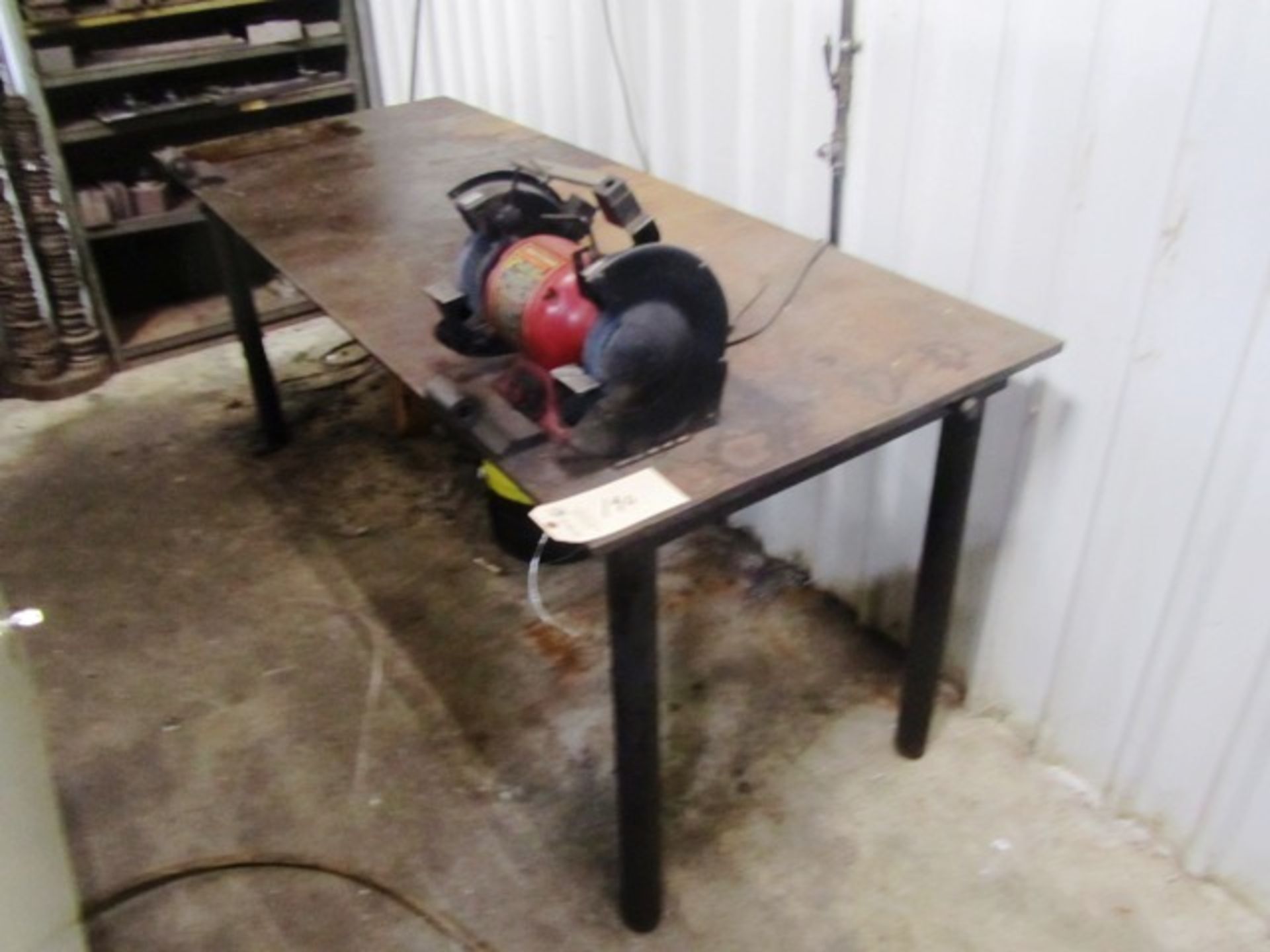 30'' x 72'' x 3/4'' Steel Table with Tradesman 8'' Double End Bench Grinder