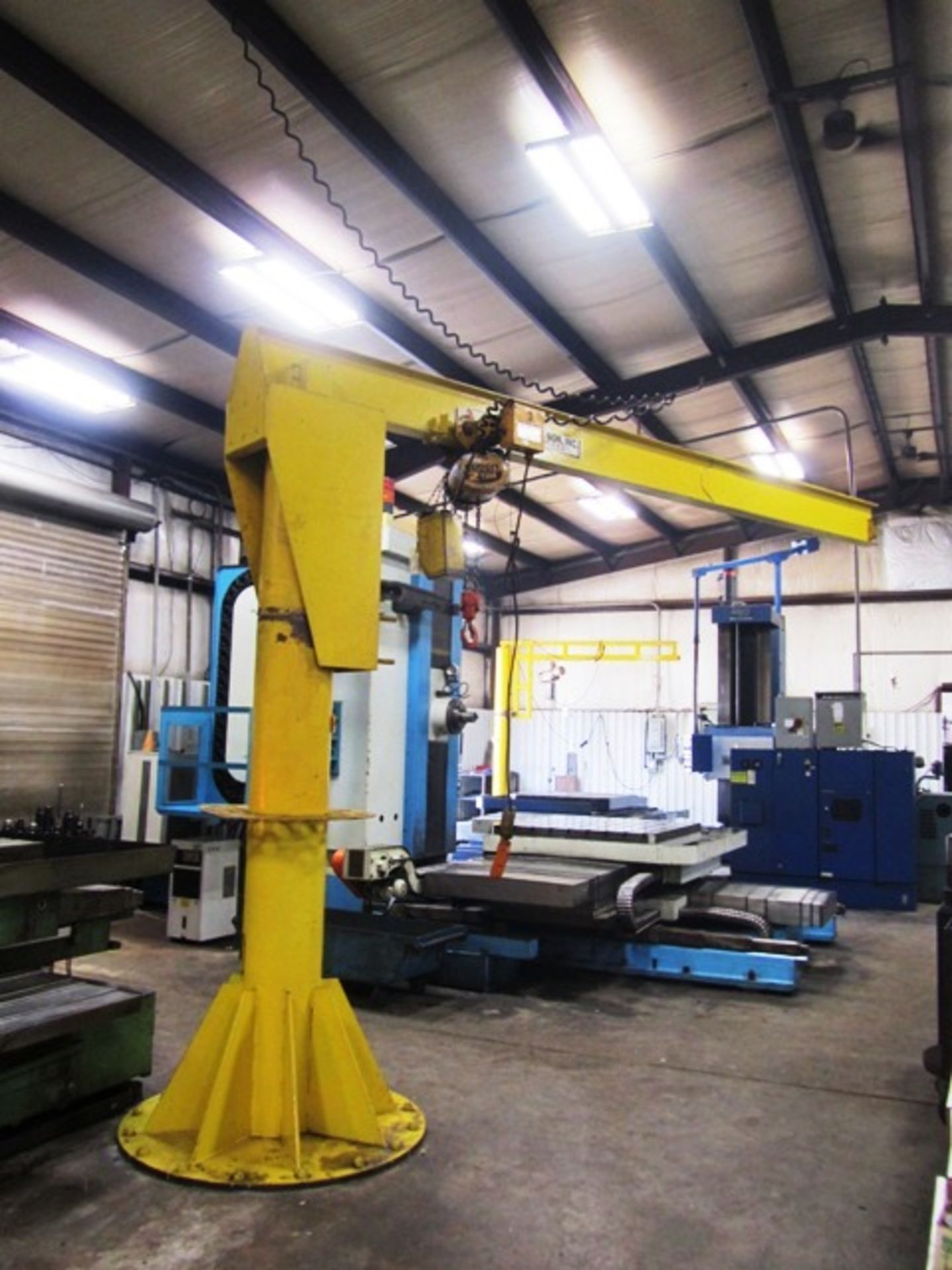 David Round & Sounds 2 Ton Floor Mounted Jib Crane with Budgit 2 Ton Electric Hoist