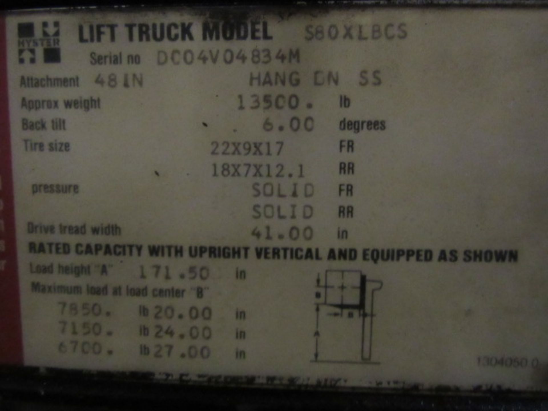 Hyster S80XLBCS 7,850lb Capacity LP Forklift - Bild 5 aus 5