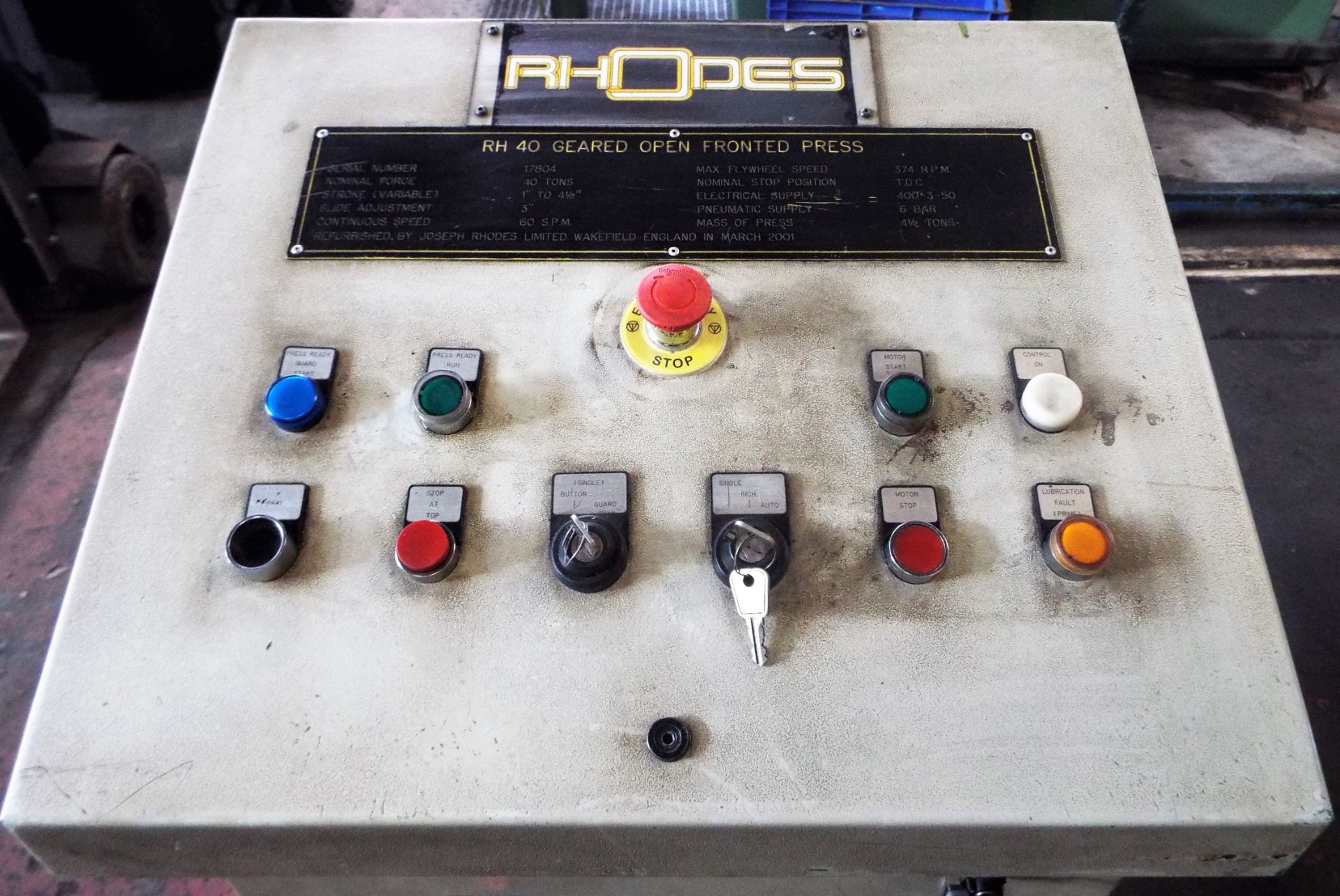 Rhodes 40t Mechanical Press. - Image 8 of 11