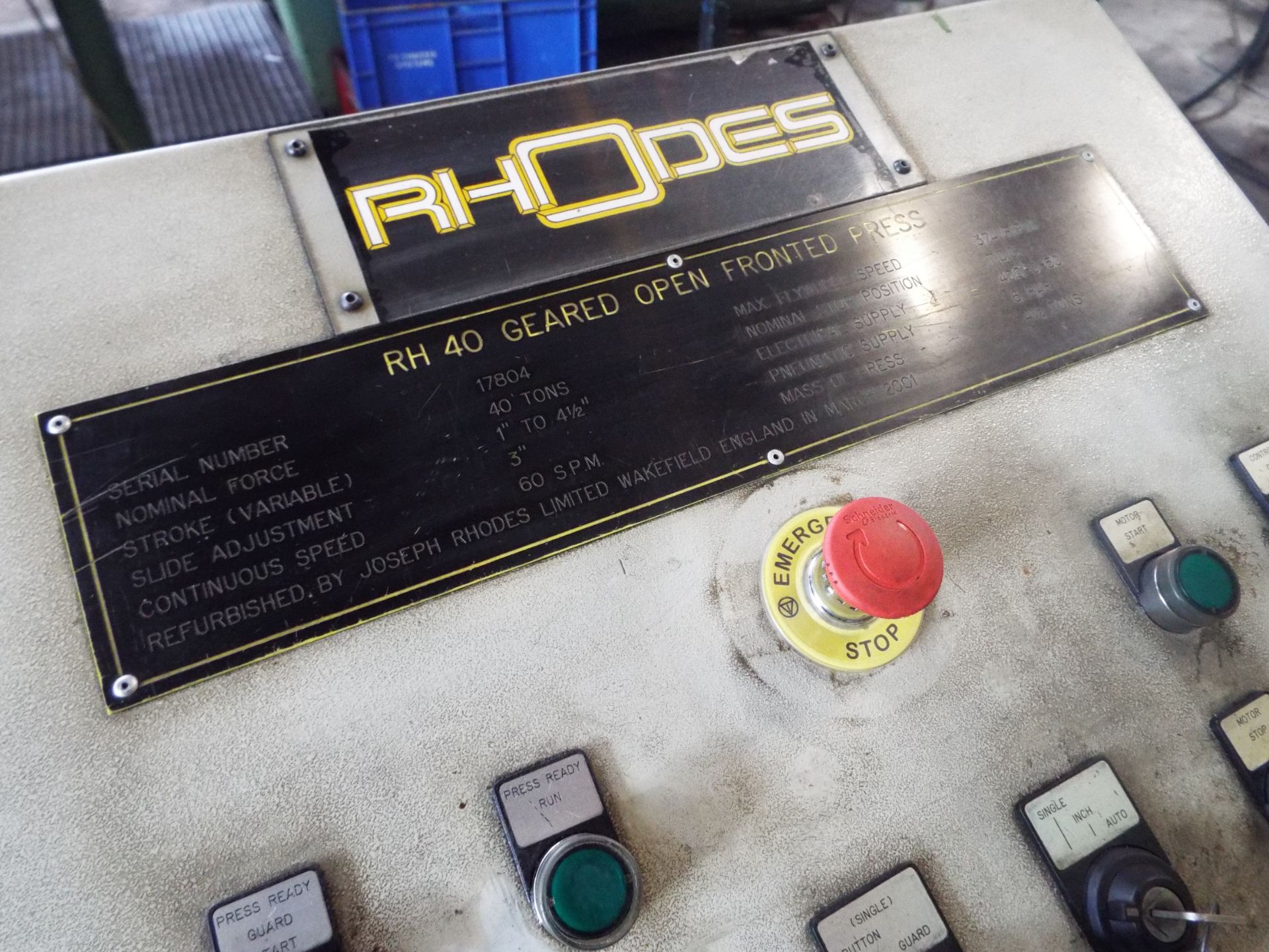 Rhodes 40t Mechanical Press. - Image 9 of 11