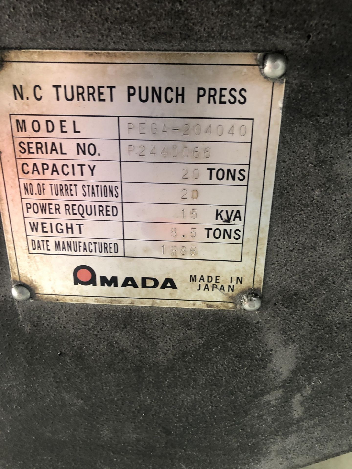 AMADA PEGA 204040 PUNCH PRESS cw LARGE QUANTITY OF TOOLING* - Image 7 of 15