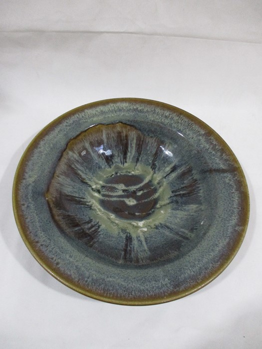 A Michael Morgan studio pottery bowl (chip to rim) W29cm along with a large glazed studio pottery - Image 2 of 12