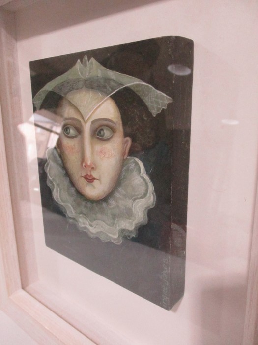 A framed gouache on board entitled "Bess" by artist Irene Jones. Overall size - 32cm x 28cm - Image 4 of 5