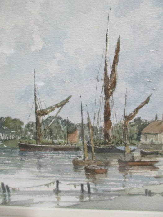 A framed watercolour entitled "Pinmill - Suffolk" signed by artist Brian Giffin, dated May 1997. - Image 4 of 8