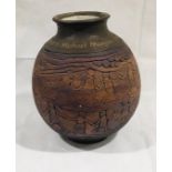 A studio pottery vase, presented by Michaelis Guild to Michael Morgan, Dec. 1985, height approx.