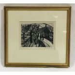 A black and white framed artist's proof signed J Cassford, dated1966 - Overall size 29cm x 31.5cm