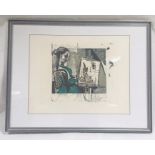 A framed limited edition lithograph entitled "Femme Dans L'Atelier" by Pablo Picasso, numbered 343