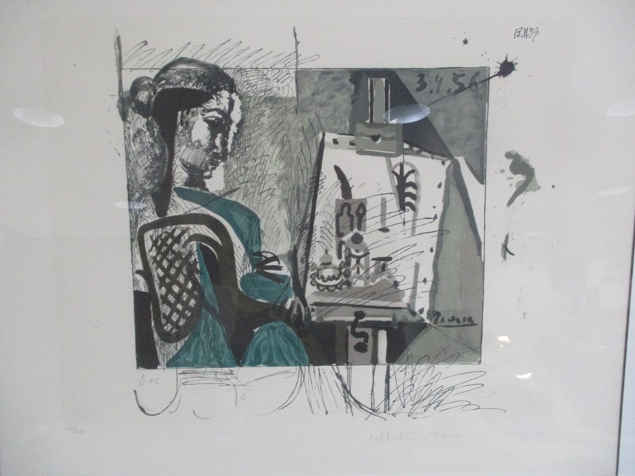 A framed limited edition lithograph entitled "Femme Dans L'Atelier" by Pablo Picasso, numbered 343 - Image 3 of 14