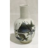 A Royal Copenhagen fish pattern vase designed by Nils Thorsson. No. 1064/5368 with printed