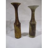 Two cylindrical form studio pottery vases with narrow elongated necks and flared rims H40/43cm