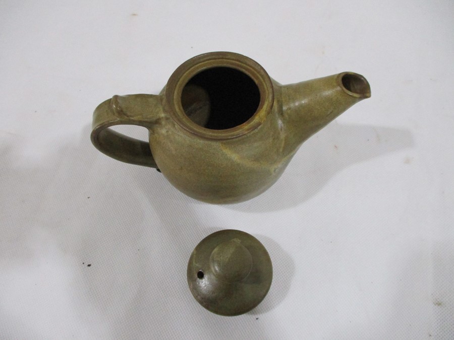 A collection of studio pottery including a teapot, small jug, and usual bust shape vase A/F - Image 3 of 29