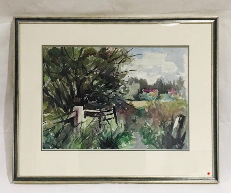 A framed watercolour by artist Donald De Groot. Overall size 53cm x 66cm