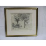 A framed pencil sketch of a country scene by Bertram Nicholls P.R.B.A. R.O.I. - Overall size 45.