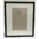 "Study for Ophelia" a framed drawing by Graham Ovenden - Overall size 53.5cm x 43cm