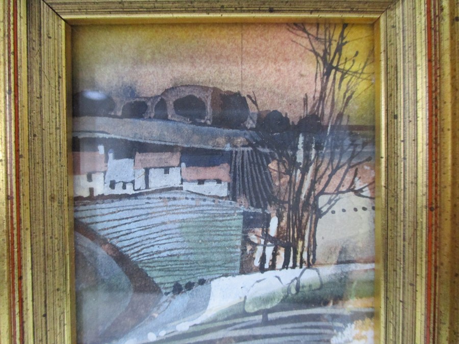 "Early Snow" A small framed watercolour, bodycolour and ink by Michael Morgan, dated 1991 - - Image 3 of 5