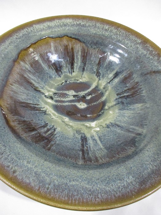 A Michael Morgan studio pottery bowl (chip to rim) W29cm along with a large glazed studio pottery - Image 3 of 12