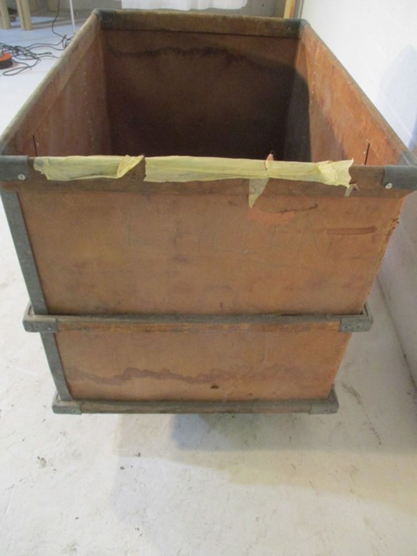 An industrial storage trolley with wooden edging - length 94cm, width 64cm - Image 9 of 9