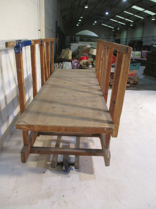 An industrial wooden trolley with platform - Image 2 of 11