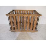 A slatted wooden bobbin trolley, height 81 cm, length 108 cm, width 69 cm