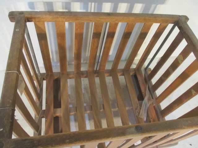 A slatted wooden bobbin trolley - length 108cm, width 70cm - Image 3 of 5