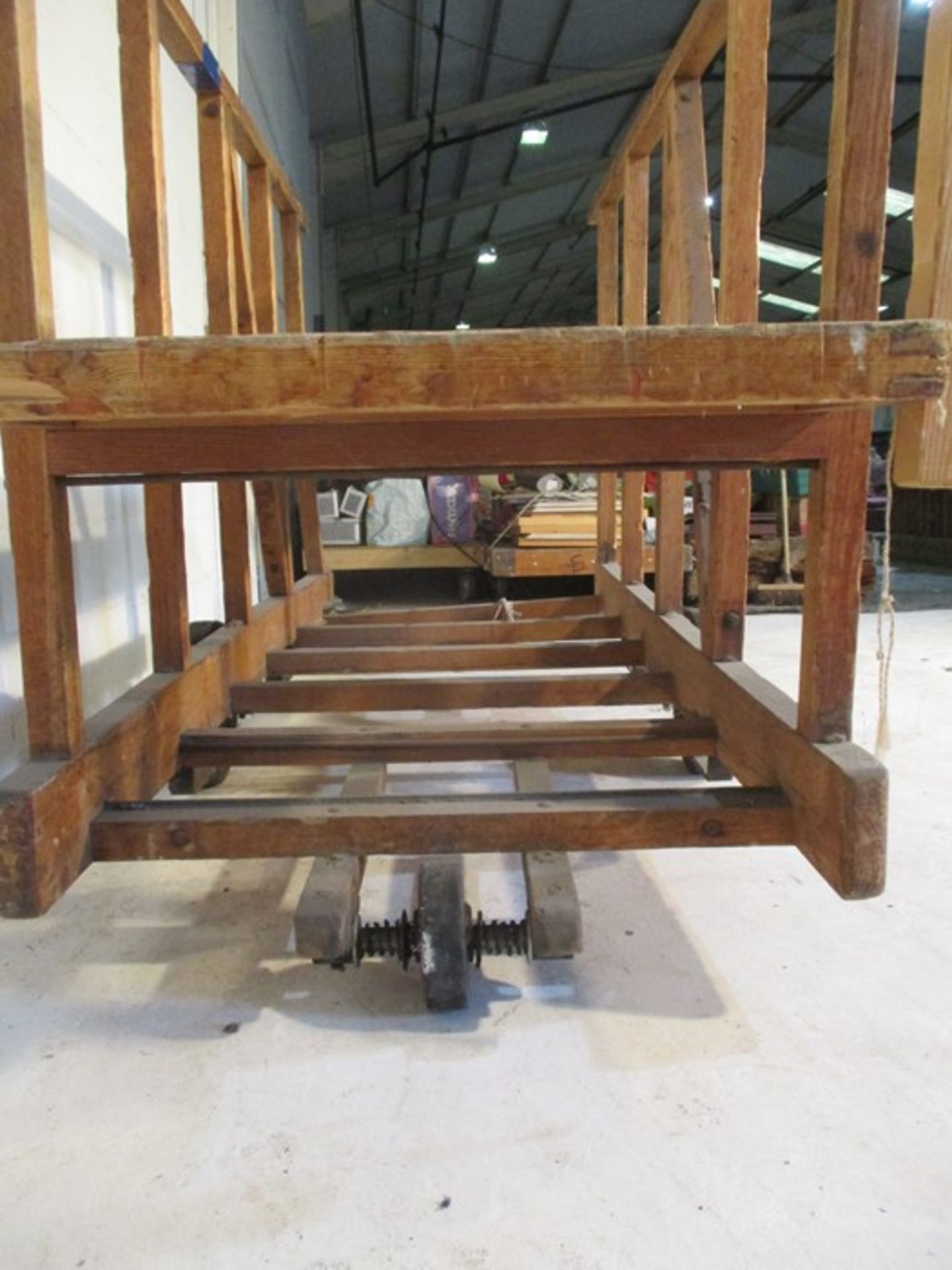 An industrial wooden trolley with platform - Image 3 of 11