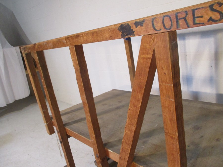 An industrial wooden trolley with platform - Image 8 of 11