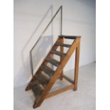 A set of handmade steps with rail, height overall 214 cm