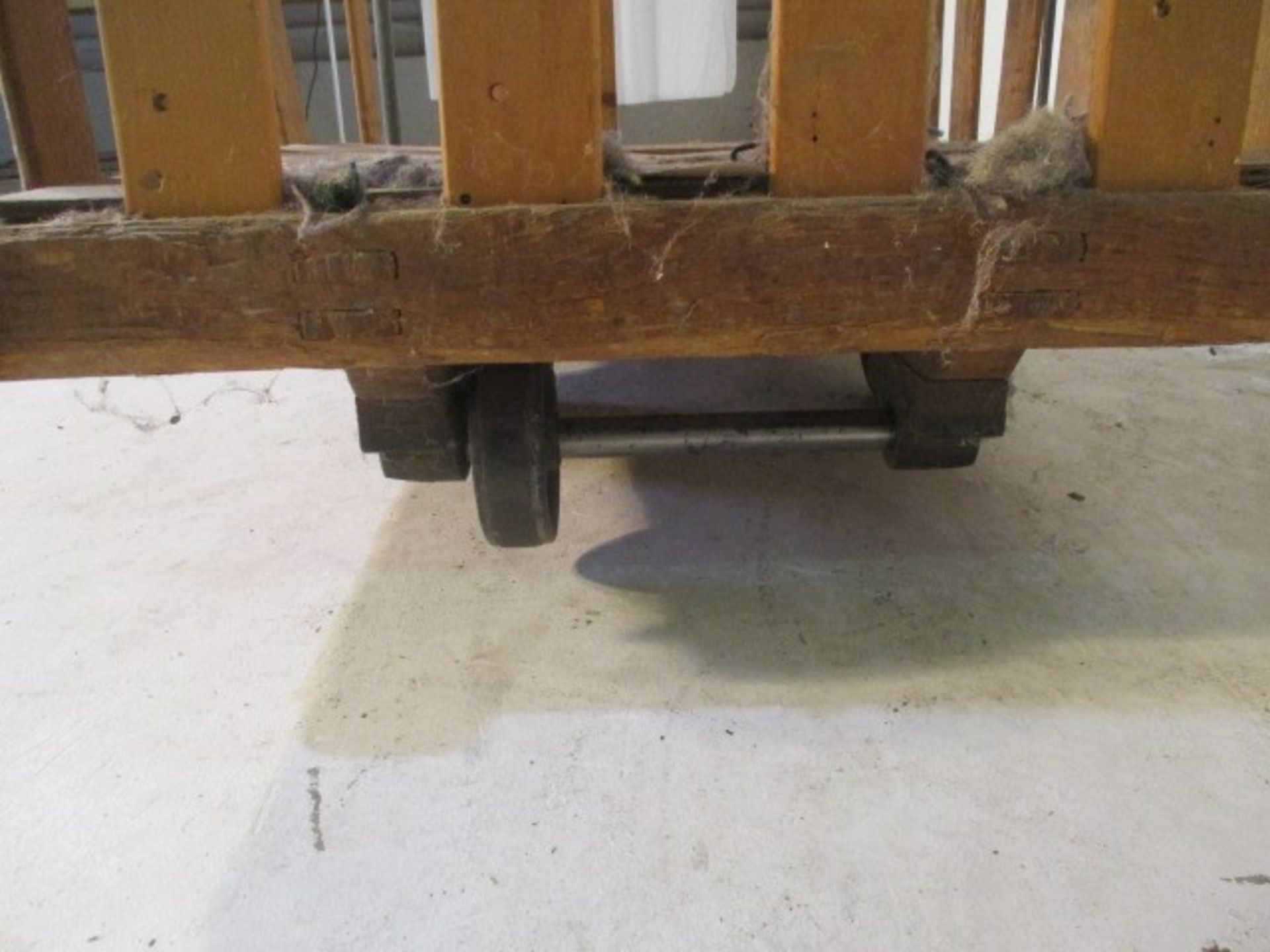 A slatted wooden bobbin tilt trolley - length 108cm, width 71cm - Image 6 of 7