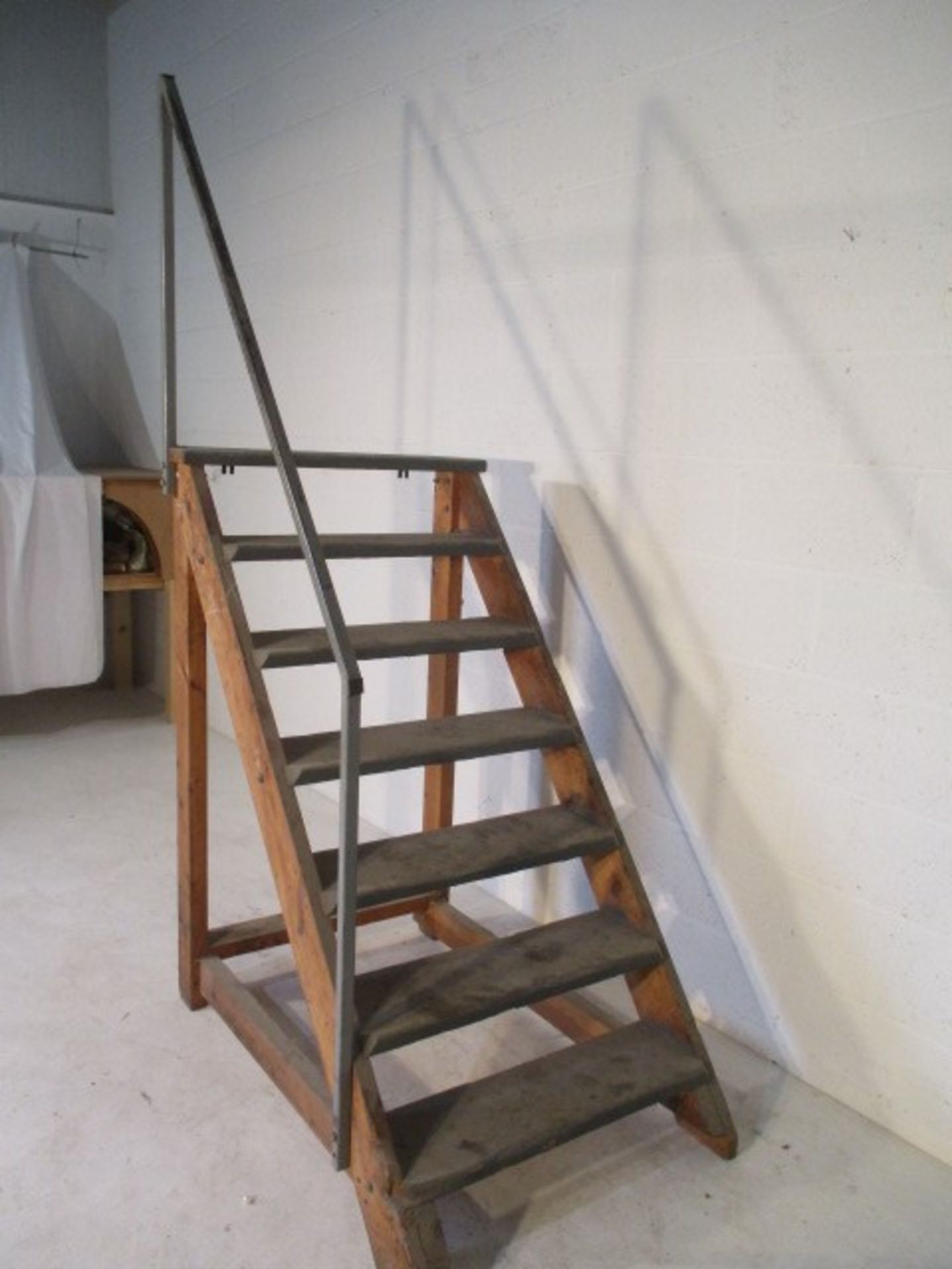 A set of handmade steps with rail, height overall 213cm - Image 2 of 6