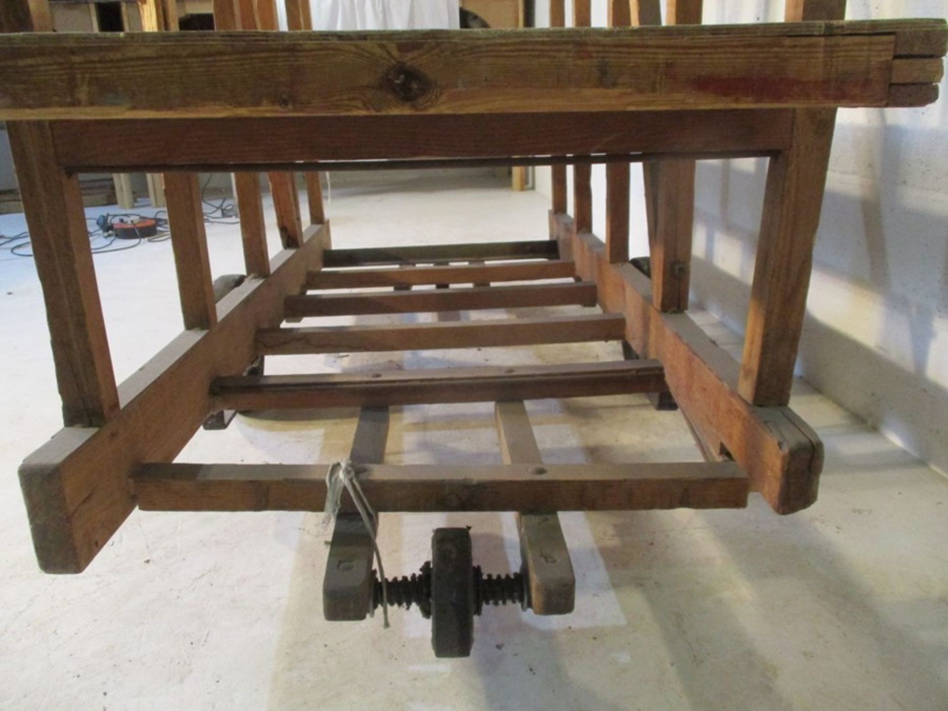 An industrial wooden trolley with platform - Image 5 of 11