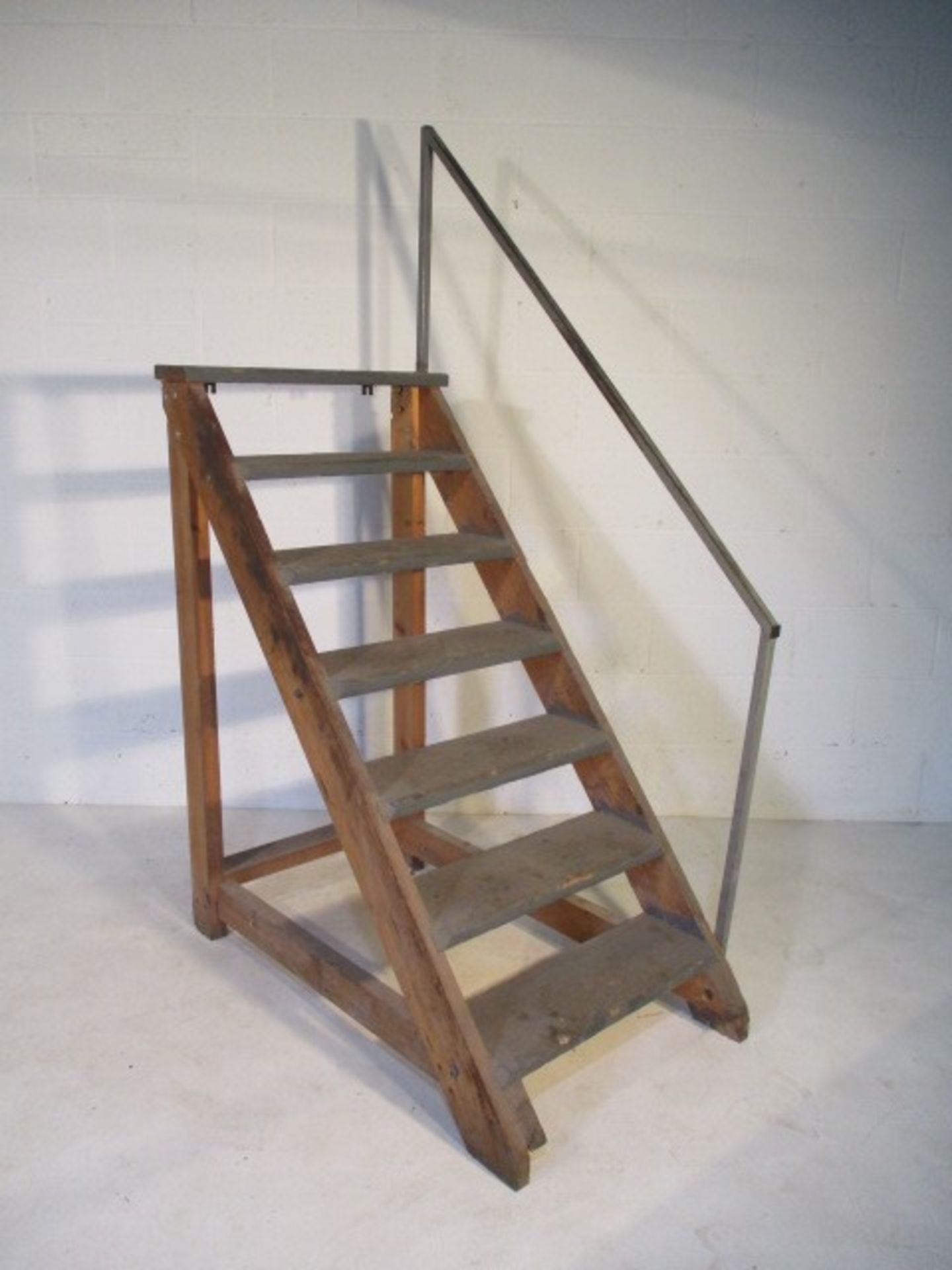 A set of industrial steps, rail loose, overall height 196 cm