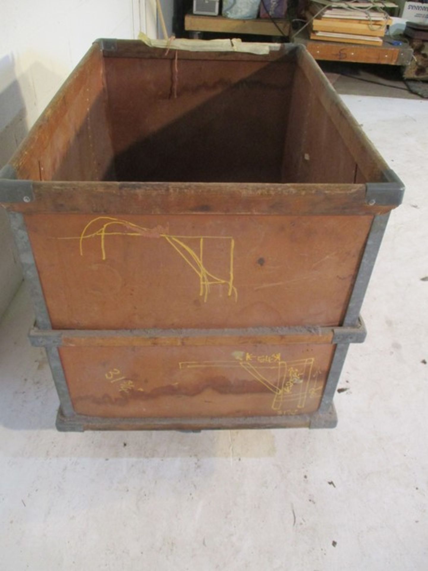 An industrial storage trolley with wooden edging - length 94cm, width 64cm - Image 3 of 9