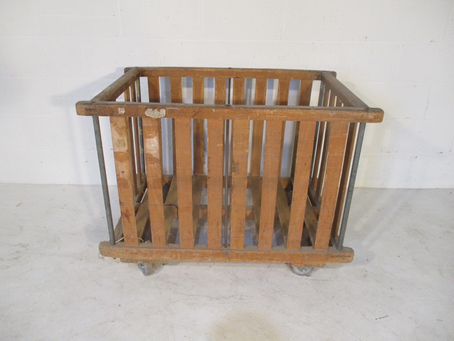 A slatted bobbin trolley, 108 cm x 70 cm