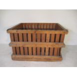 A large slatted crate with drop down side, 146 cm x 106 cm x 93 cm