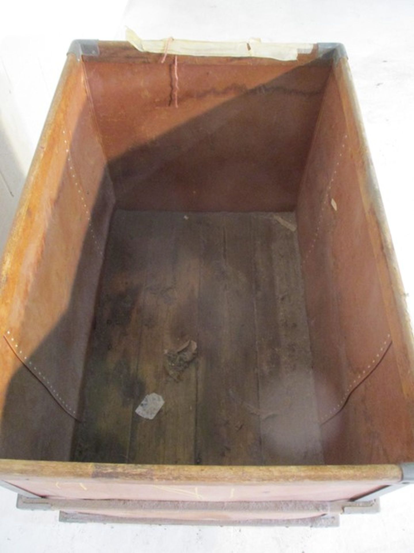 An industrial storage trolley with wooden edging - length 94cm, width 64cm - Image 5 of 9