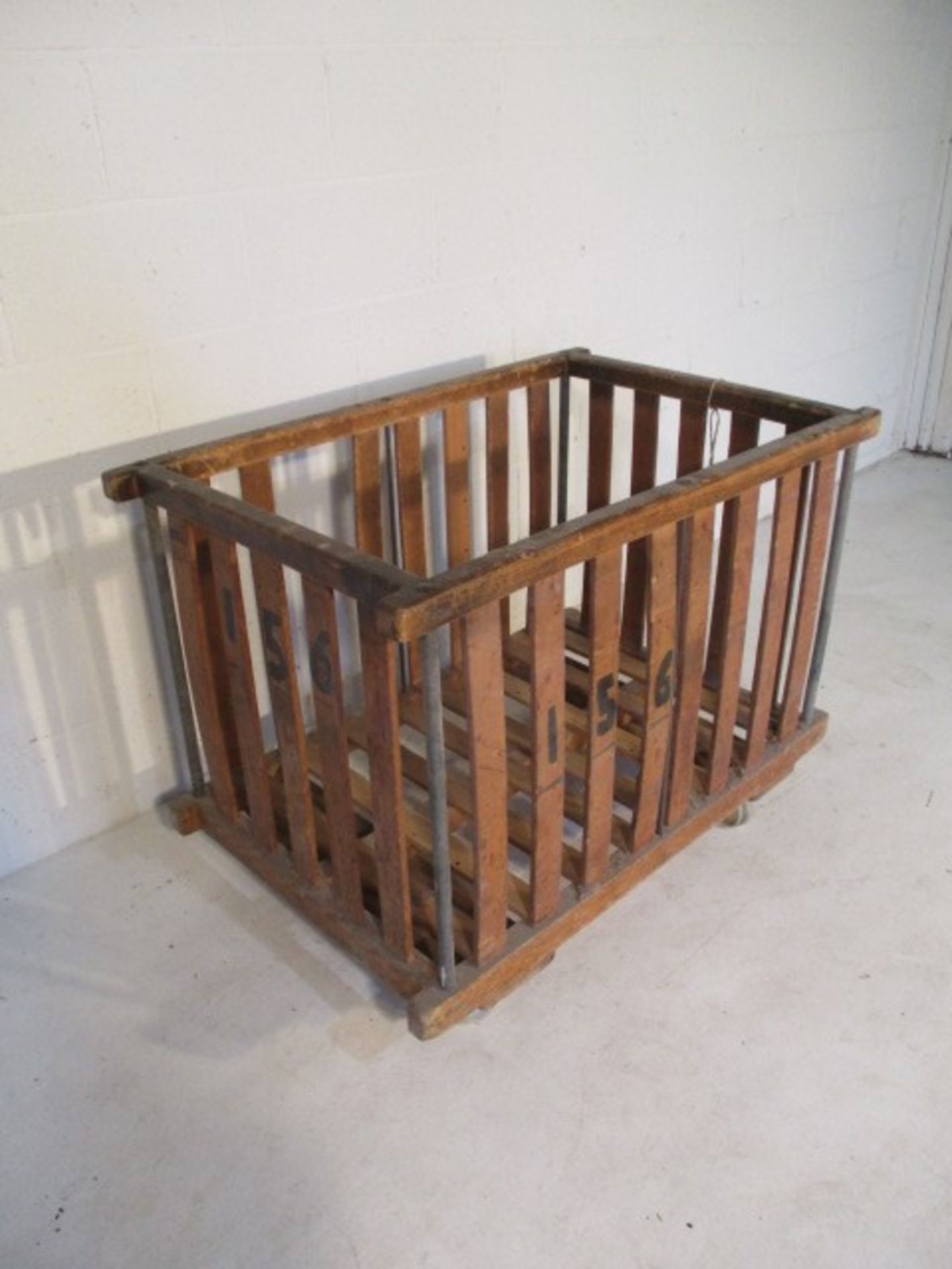 An industrial slatted bobbin trolley, 108 cm x 70 cm - Image 2 of 5