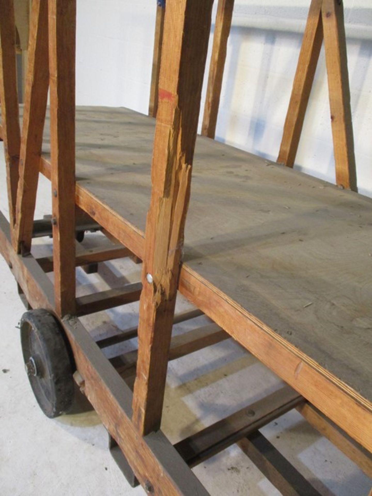 An industrial wooden trolley with platform - Image 7 of 11