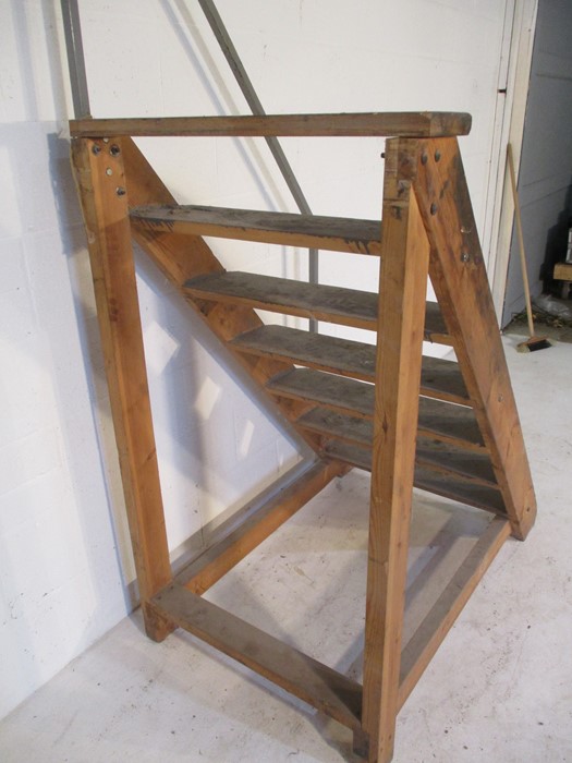 A set of handmade steps with rails, height 217 cm - Image 3 of 4