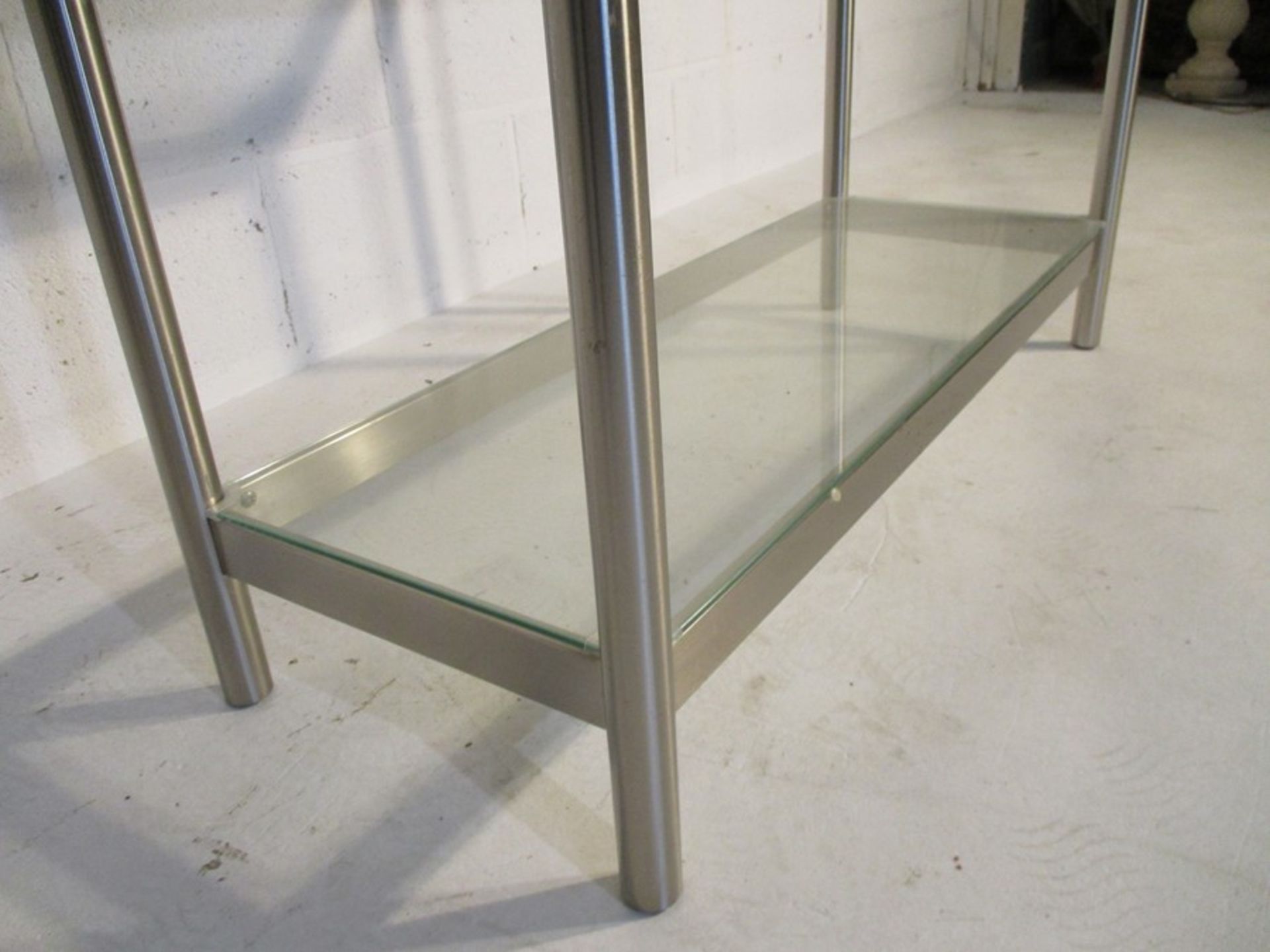 A modern chrome and glass buffet. approx. 93 cm width - Image 6 of 6